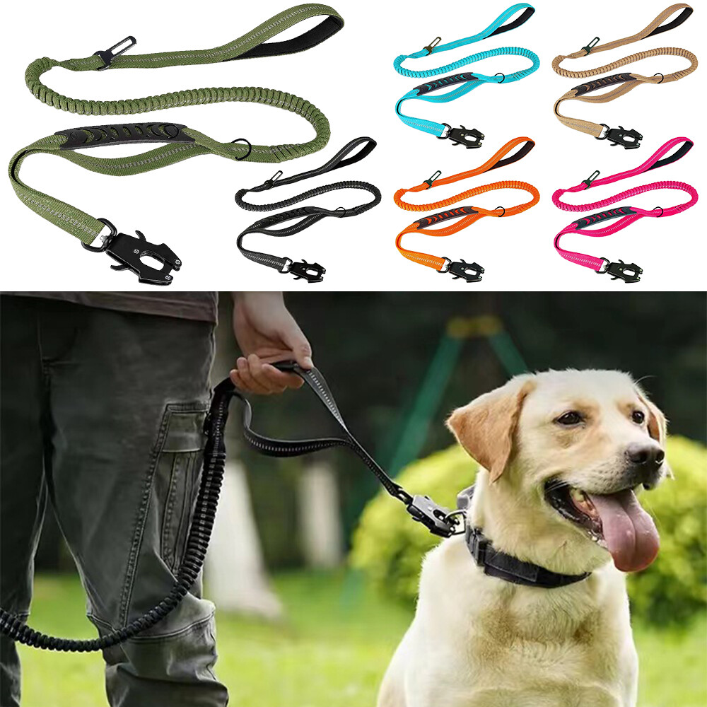 Reflektierende Hundeleine Mit 2 Griffen & Bungee - Taktische Leine Für Große Hunde, Bis 68 Kg, Mit Karabiner