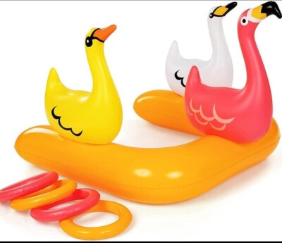 Luxy Float Large Inflatable Flamingo Pool Ring Toss Game Float, Water Pool  Toys