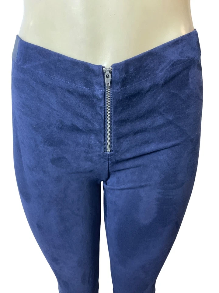 Leggings Alice + Olivia Mujer Azul Marino Gamuza Con Cremallera Frontal Talla 6- NUEVOS Foto 4 de 4