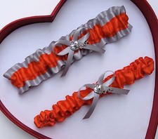 NEW Gorgeous Orange Silver Wedding Garter Prom Homecoming GetTheGoodStuff A 