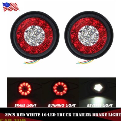 Round Red/Amber 16-LED Truck Trailer Brake Stop Tu... – Grandado - Foto 2