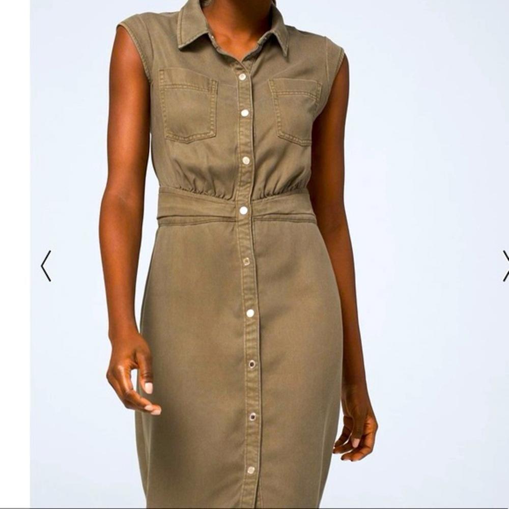 White House Black Market GREEN UTILITY SHIRT DRESS US 2