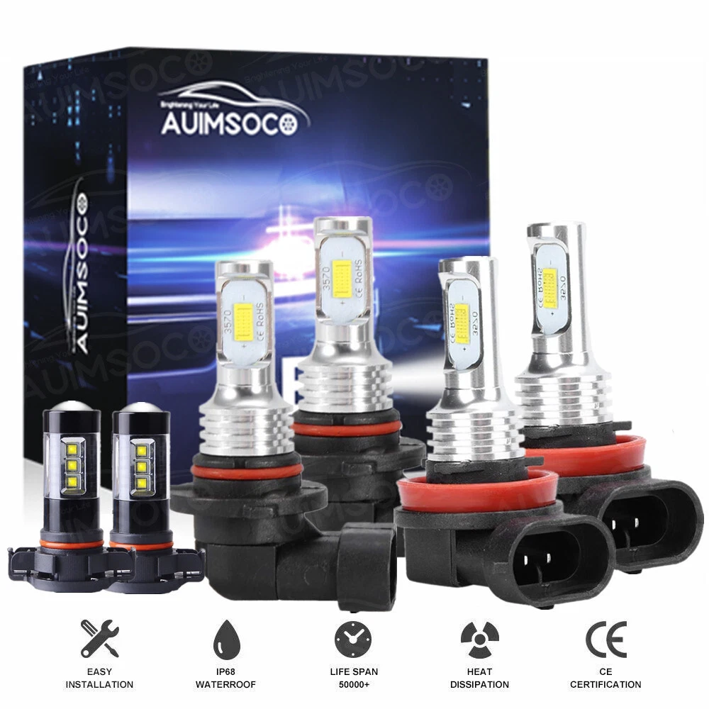 10000K LED Headlight Fog Light Bulbs Kit For Chevy Silverado 1500 2500 2007-2015