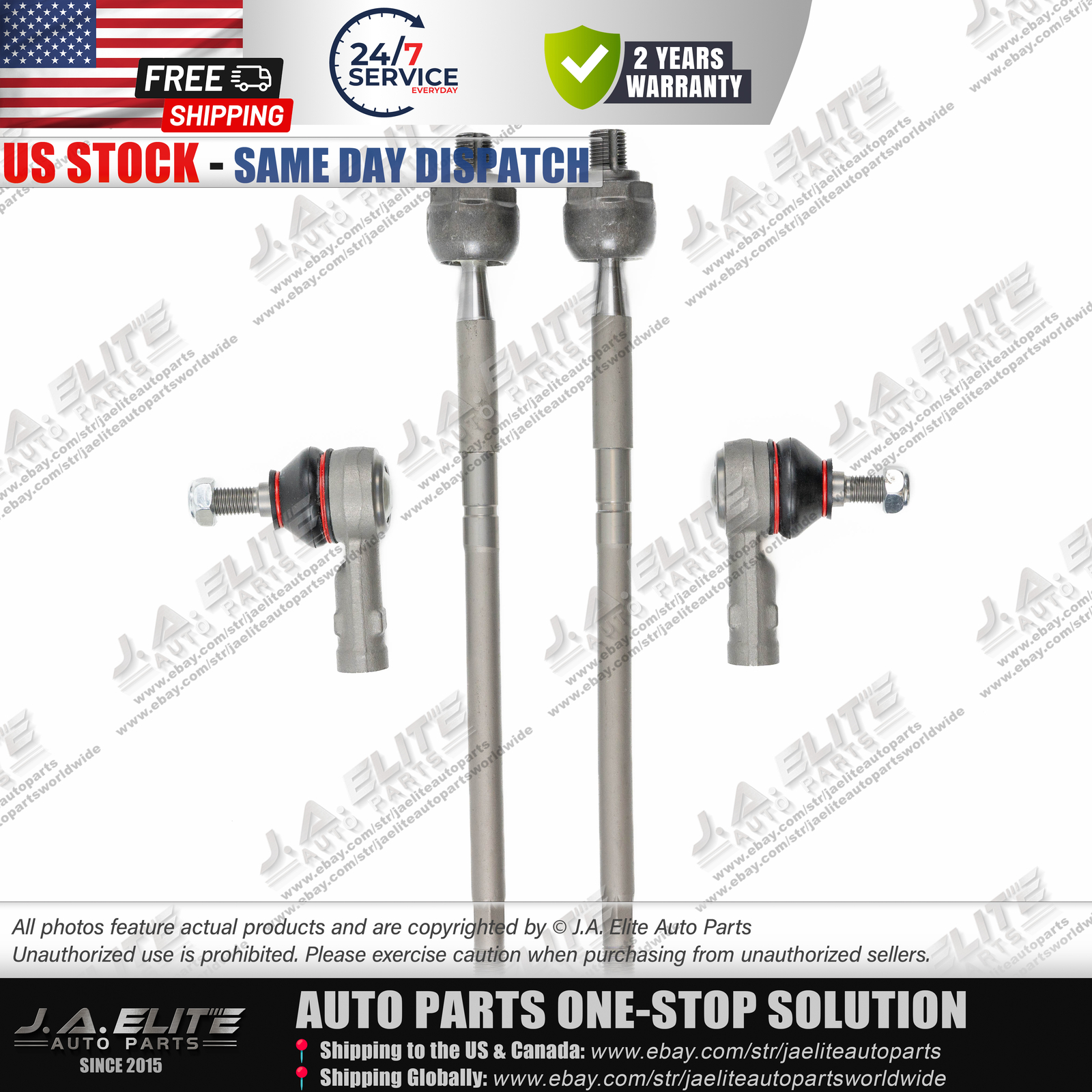 4 pcs Tie Rod End Kit fits Bentley Mulsanne (2010+) 3Y0422811, 3Y1422075L
