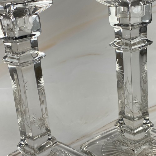 Juego de 2 candelabros Westmoreland de vidrio grabado vintage - Imagen 3 de 21