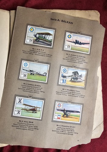 Vtg CIGARETTE CARD ALBUM/ BOOK In German Complete 216 Cards World Aircraft 1932 - Picture 15 of 17