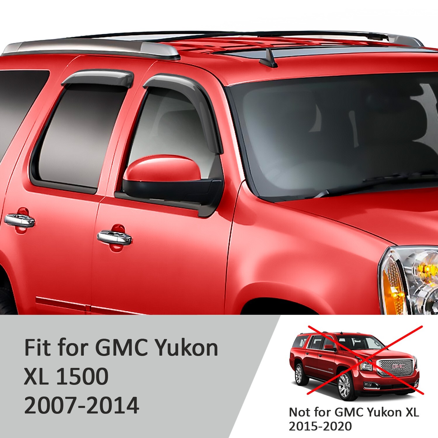 GMC Yukon Rain Guards IKON MOTORSPORTS In-Channel Window Deflectors For 2007-2014 Chevy Tahoe & GMC Yukon - 4pc Smoke Tinted Rain Guards In-channel Rain Guards For Tahoe Yukon - Foto 11