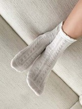 Solid Textured Crew Socks for Women Cute Socks Novelty Socks Fun Socks