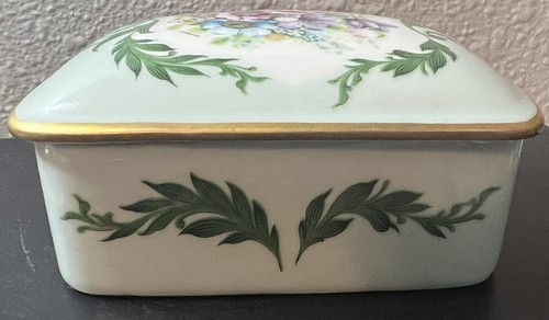 VTG Limoges Porcelain Hand Paint Sign Burroughs Rose Jewelry Trinket Box Floral - Picture 11 of 12