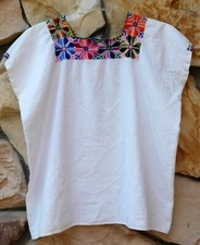VTG 70'S Mexican Square Embroidered Handmade Peasant Boho Folk Art Top