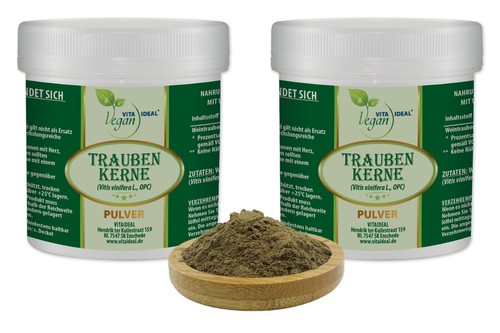 VITA IDEAL Vegan® WEINTRAUBEN - Kerne PULVER Wein TRAUBENKERNE - OPC +Messlöffel - Bild 18 von 24