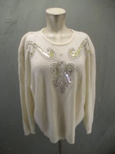 Sellecca Women Size 22W Womens Lambswool Angora Rabbit Hair Sequined Sweater 023