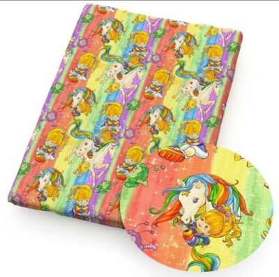 Rainbow Girl cartoon 100% Cotton fabric 20''x55'' 1271194 brite