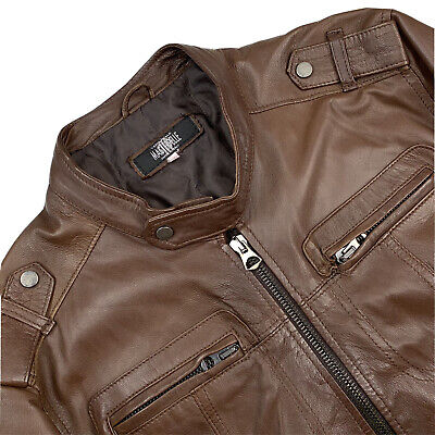 NADIA • brown color • lamb leather quilted jacket soft bogotà vintage effect 