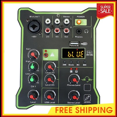 5 Channel Audio Sound Mixer DSP Effects Small Mixing for Microphone Instrument