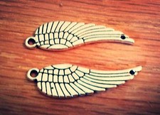 Angel Wing Connectors Charms Pendants Antiqued Silver Bracelet Connectors 10pc