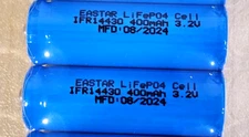 2 pc 14430 3.2v LiFePO4 RECHARGEABLE BATTERY 400mAh solar lights b.top mfg 08/24
