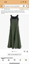 YESNO Women Casual Loose Long Bib Pants Wide Leg Jumpsuits Baggy Cotton Romper L