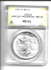 FAMED MOUSTACHE VAM 12A PEACE DOLLARE ANACS MS61 BLAST WHITE *UNDERGRADED*