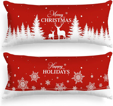 Christmas Body Pillowcase 20x54 Set of 2, Red Christmas Tree Snowflake Pillow Ca