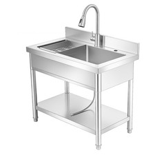 20"x32" Stainless Steel Utility Sink, Freestanding Laundry Room Sink w/ Faucet