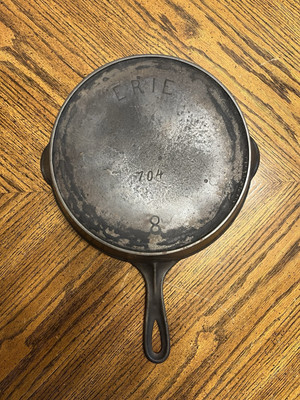 Vtg Antique 1800s Pre Griswold Erie #8 704 Cast Iron Skillet Heat Ring