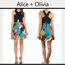 Alice + Olivia Mini Dress Jungle Hibiscus  Sleeveless Floral Tropical Size 0