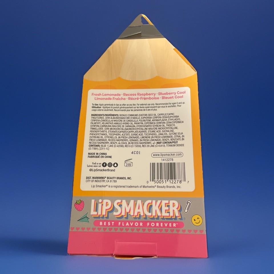 Lip Smacker Fresh Lemonade, Recess Raspberry & Blueberry Cool 3 Ct Lip ...