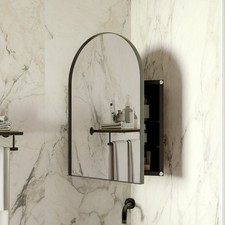 18x24 Inch Metal Corner Medicine Cabinet with Arched Mirror, Adjustable Glass Sh