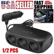 Car Cigarette Lighter Dual USB Charger 3 Way Socket Splitter DC 12/24 V Adapter
