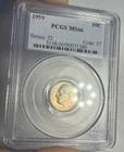 1959 ROOSEVELT SILVER DIME GRADED PCGS MS66 TONED COLORFUL TONING