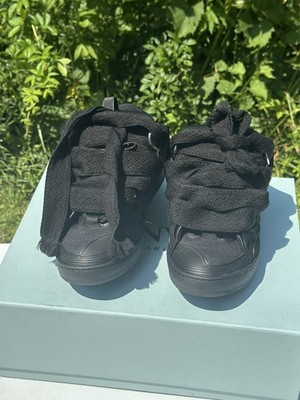 Black Lanvin Curb Lace Up Sneakers, Size EU 41