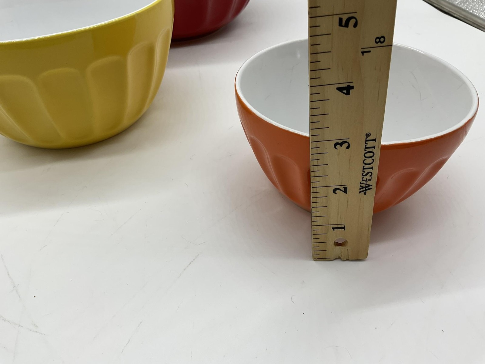 Chefs Mate Mixing Bowls Set of 3 Nesting Stoneware Red Yellow Orange Japan
