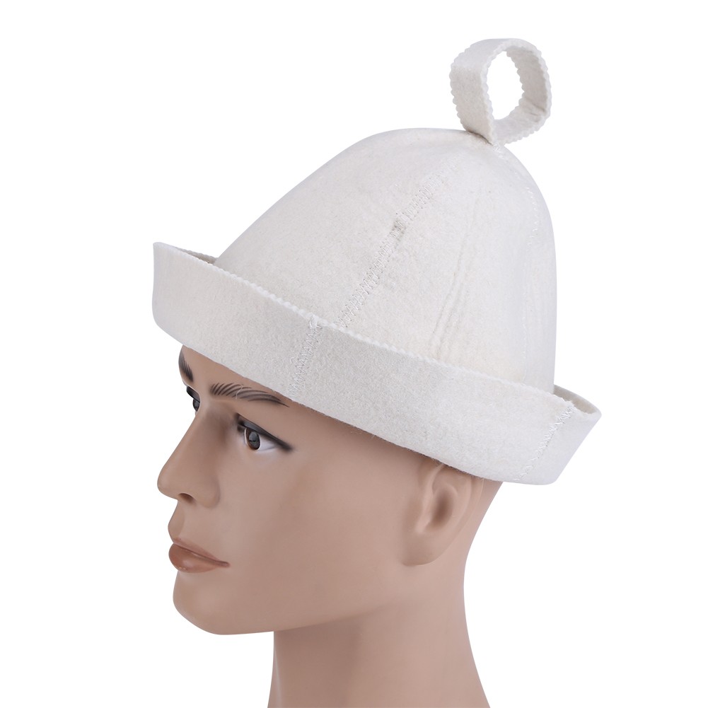 Beige Wool Felt Sauna Hat Comfortable Cap For Relaxation At Home