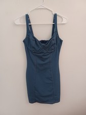 POPILUSH Womens MediumBlue Sleeveless Bodycon Denim Buit-In Shapewear Mini Dress