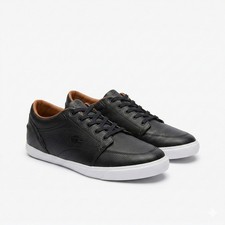Lacoste Bayliss VULC PRM EE. UU. Hombres Negro Cuero Tenis Zapatos Talla 11.5 Informales