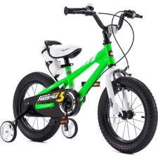 RoyalBaby Freestyle Outdoor Kid's Bicycle with Training Wheels, 12 Inch, Green