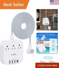 Power Strip with USB C, 3 Outlets 4 USB Ports 22.5W/4.5A Desktop Charging Sta...