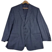 Jos A Bank Blazer Mens 46S Gray Windowpane Plaid Sport Coat Classic Wool Button