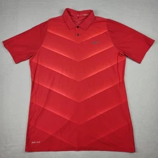 Tiger Woods Nike Polo Shirt Mens Medium Red TPC Boston Performance Golf Preppy 