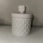HTF Vintage MCM L.E. Smith Milk Glass Quilted Canister