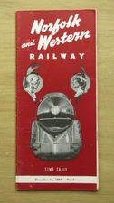 N&W NORFOLK & WESTERN Public Timetable: 12/16/54 System