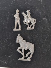 Vintage 3 Flat Cast Lead Soldier Toy Figure Military Infantry  Cavalry