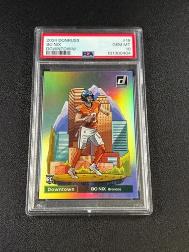 BO NIX PSA 10 2024 DONRUSS #19 DOWNTOWN ROOKIE RC CASE HIT BRONCOS