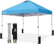 Crown Shades 10X10 Pop up Canopy - Beach Tent with One Push Setup - Outdoor Sun 