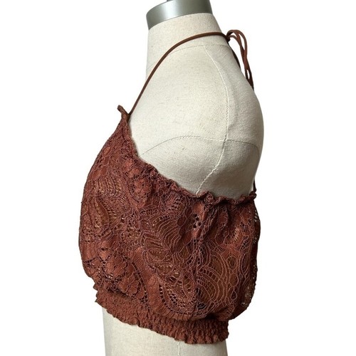 Top tubino H&M marrone ruggine boho festival pizzo senza maniche con ferretto taglia 8 - Foto 7 di 9