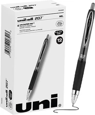 Uniball Signo 207 Gel Pen 12 Pack, 1.0Mm Bold Black Pens, Gel Ink Pens | Office