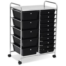 15-Drawers Rolling Storage Cart Bin Office School Tool Scrapbook Paper Organizer