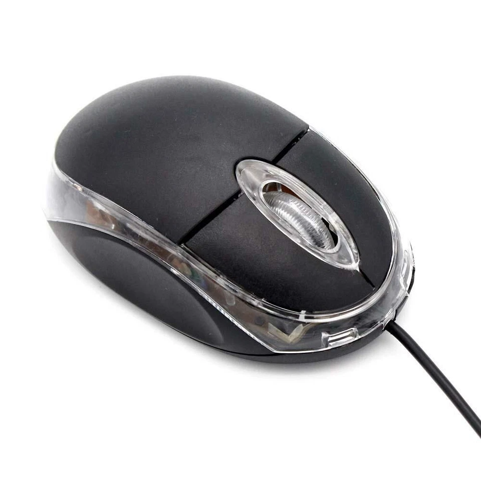 WIRED USB OPTICAL MOUSE FOR PC LAPTOP COMPUTER SCROLL WHEEL LED LIGHT BLACK MICE - Image 4 of 4