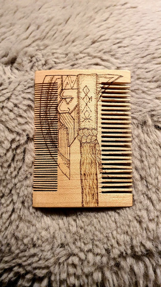 Personalised Wooden Hair Beard Comb Pyrographed  - Image 2 of 4